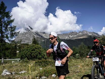 Kilian Jornet durante la carrera Ultra Trail en el Mont Blanc, en agosto de 2022.