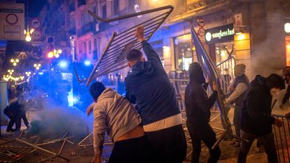 Demonstrators in Barcelona on Friday night. 