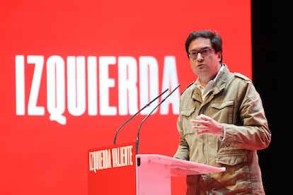 El secretario general del PSOE de Madrid y ministro de Transformacin Digital, Oscar Lpez, en el 15 Congreso Regional del PSOE de Madrid, el domingo en Legans.