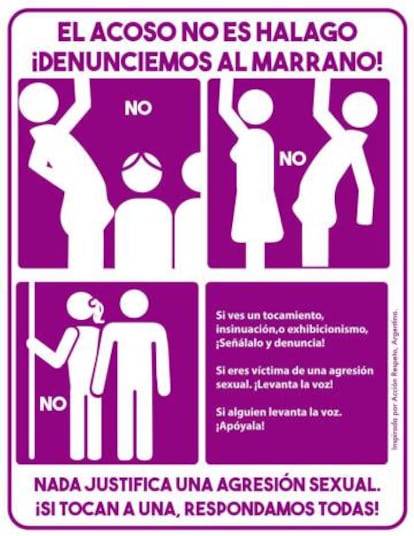 Un cartel contra el acoso en el transporte en Argentina.