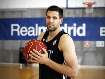 Felipe Reyes, tras un entrenamiento. 