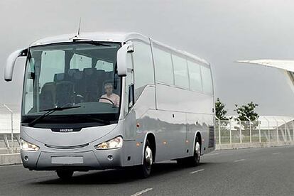 Un autocar de Irizar durante una presentación de la compañía.