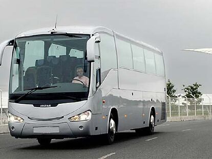 Un autocar de Irizar durante una presentación de la compañía.