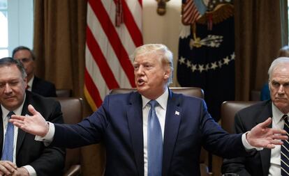 Donald Trump, nesta terça-feira, durante reunião com seu gabinete na Casa Branca.