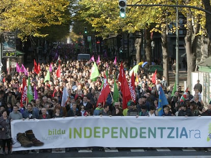 Manifestación a favor de la independenca de Euskadi celebrada en Bilbao.