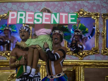 Trecho do desfile campeão da Mangueira, que homenageou a vereadora Marielle Franco.