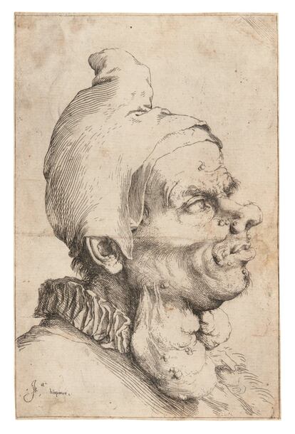 Jos de Ribera. 'Cabeza grotesca', siglo XVII, c. 1615. Aguafuerte