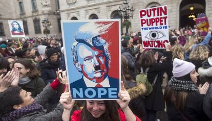 Manifestaci&oacute; contra Trump a Barcelona.