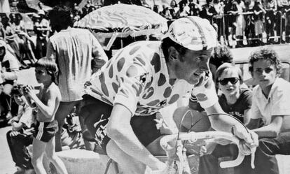 Michel Pollentier, en la ascensión al Alpe d'Huez del Tour de 1978