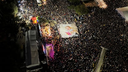 Manifestación en Tel Aviv en el segundo cumpleaños de Kfir Bibas, el mes pasado.