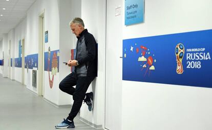 Deschamps, antes de la conferencia de prensa.