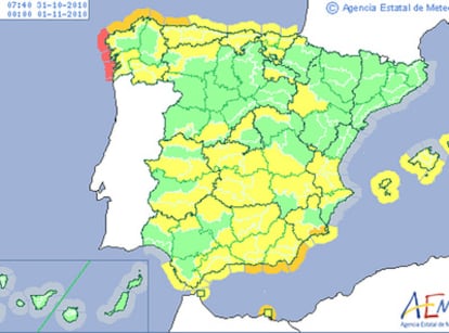 Mapa de previsión elaborado por la AEMET