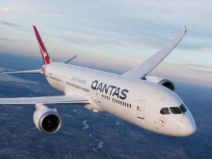 Boeing 787 Dreamliner con el que la aerolínea Qantas realizará el vuelo entre Nueva York y Sídney.