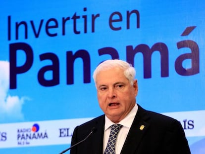 Panamanian President Ricardo Martinelli at this week's "Invertir en Panamá" forum.