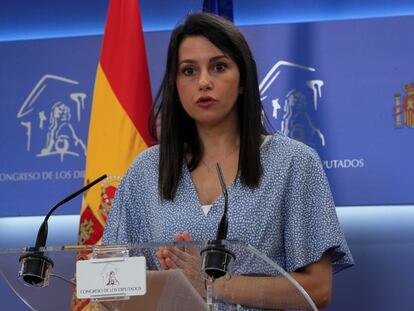 Inés Arrimadas, este miércoles en el Congreso de los Diputados (Madrid).