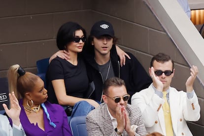 Kylie Jenner y Timothée Chalamet durante un partido de tenis en Nueva York.