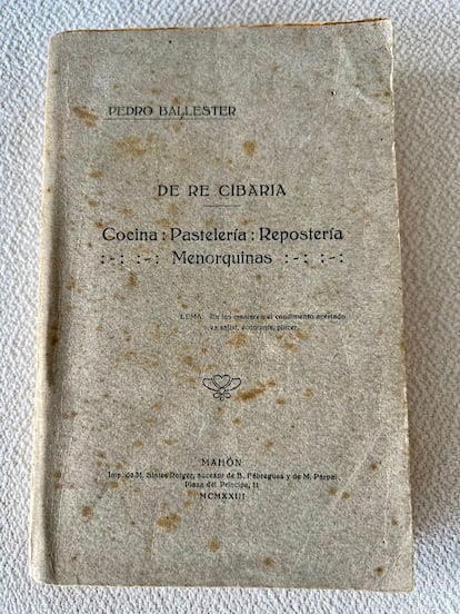 Portada del manuscrito de cocina de la familia Caules de Mahón.