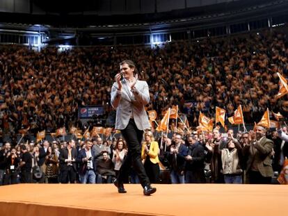 Albert Rivera, l&iacute;der de Ciudadanos, en el Palacio de Vistalegre de Madrid, el domingo 13 de diciembre durante la campa&ntilde;a electoral de las elecciones legislativas del 20- D. 