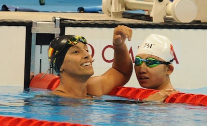 Teresa Perales tras la final de 50 metros mariposa.