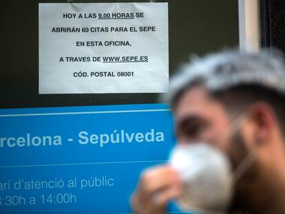 Una oficina de Empleo, en agosto de 2020 en Barcelona.