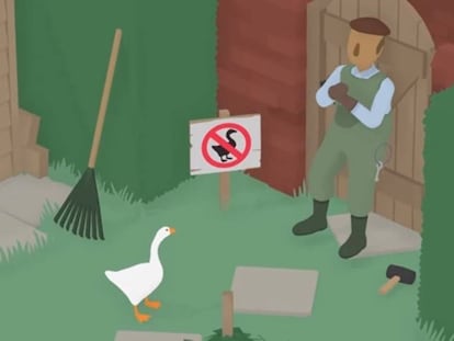 Imagen del videojuego "Untitled Goose Game". Lo de que no se admiten gansos habrá que verlo.