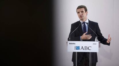 El presidente del Partido Popular, Pablo Casado, en el foro ABC-Deloitte.