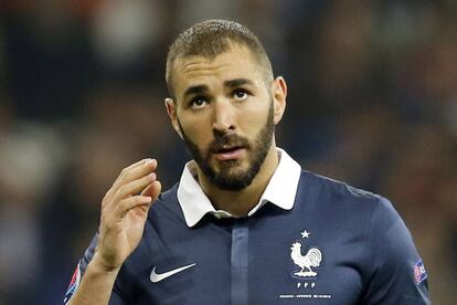 Benzema, durante un partido con Francia.