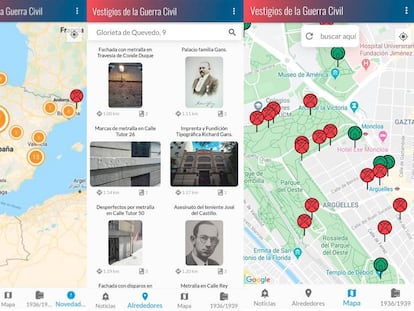 Pantallazos de la app 'Vestigios de la Guerra Civil'