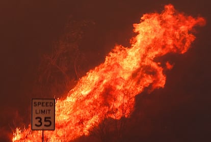 Incendio en los alrededores de Castaic Lake, este miércoles.
