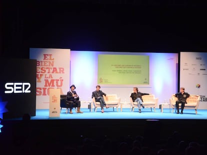 Héctor Márquez, Fidel Moreno, Ramoncín y Javier Ojeda, en su charla en el congreso de la SER. 