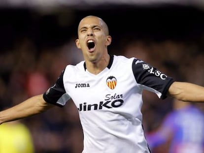 Feghouli celebra su gol al Levante. 