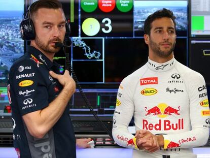 Ricciardo, a Sotxi, acompanyat pel seu enginyer de pista, Simon Rennie.