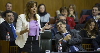 Susana D&iacute;az durante una intervenci&oacute;n en el Parlamento andaluz.