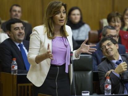 Susana D&iacute;az durante una intervenci&oacute;n en el Parlamento andaluz.