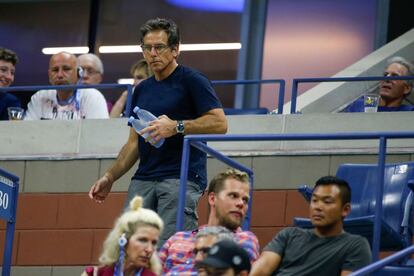 El actor Ben Stiller, durante el partido entre Rafael Nadal y Dominic Thiem, en el partido de cuartos de final masculinos el 4 de septiembre de 2018.