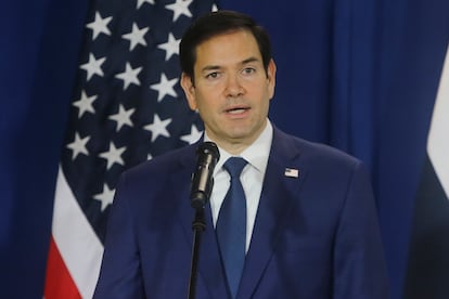 Marco Rubio en una conferencia en la Ciudad de Panamá, el 3 de febrero.