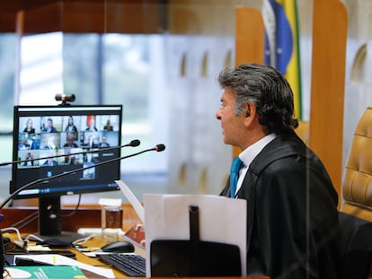 Ministro Luiz Fux, em sessão por videoconferência.