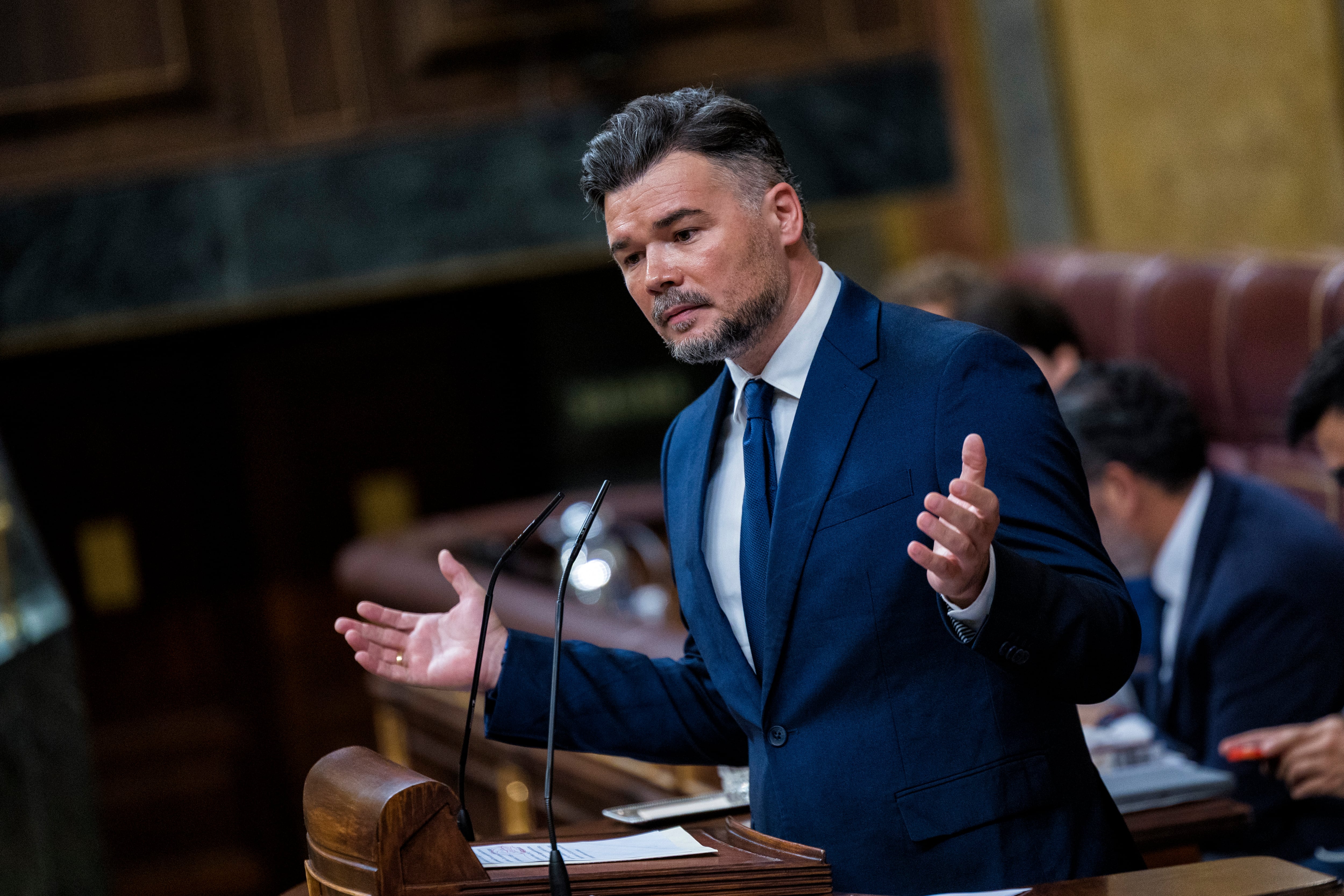 Gabriel Rufián, portavoz de ERC en el Congreso, durante su intervención.