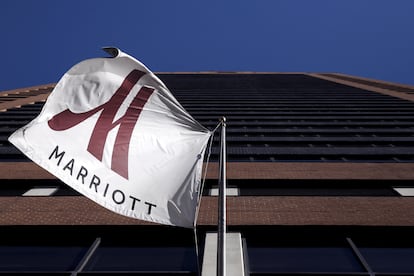 Entrada de un hotel de la marca Marriott en Nueva York