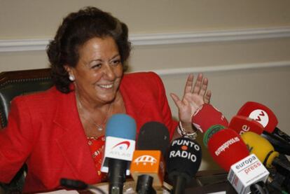 Rita Barberá, en la conferencia de prensa en el Ayuntamiento de Valencia.