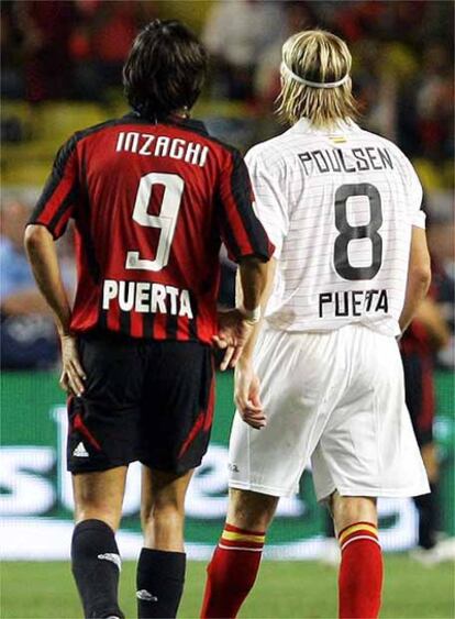 Inzaghi y Poulsen, con Puerta presente