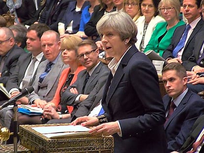 Theresa May, na terça-feira em uma intervenção na Câmara dos Comuns.