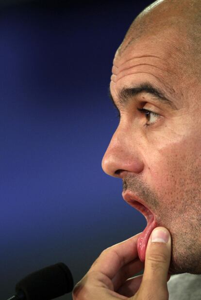 Pep Guardiola, durante su conferencia de prensa de ayer.