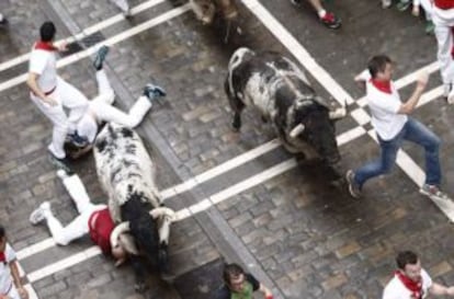 A shot from one of the 2014 'encierros' in Pamplona.