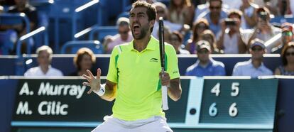 Cilic celebra su triunfo contra Murray en la final de Cincinnati.