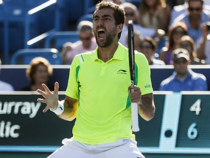 Cilic celebra su triunfo contra Murray en la final de Cincinnati.