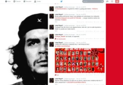 Pantallazo del 'twitter' de González cuando publicó la foto con 44 presos de los GRAPO