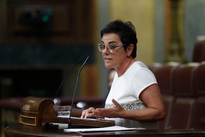 La portavoz de EH Bildu en el Congreso, Mertxe Aizpurua, durante su intervención en el debate sobre el estado de la nación.