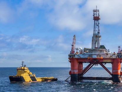 Una plataforma petrolífera de perforación situada en el mar del Norte.