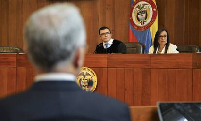 Álvaro Uribe durante su audiencia en la Corte Suprema de Justicia de Bogotá el pasado 8 de octubre.